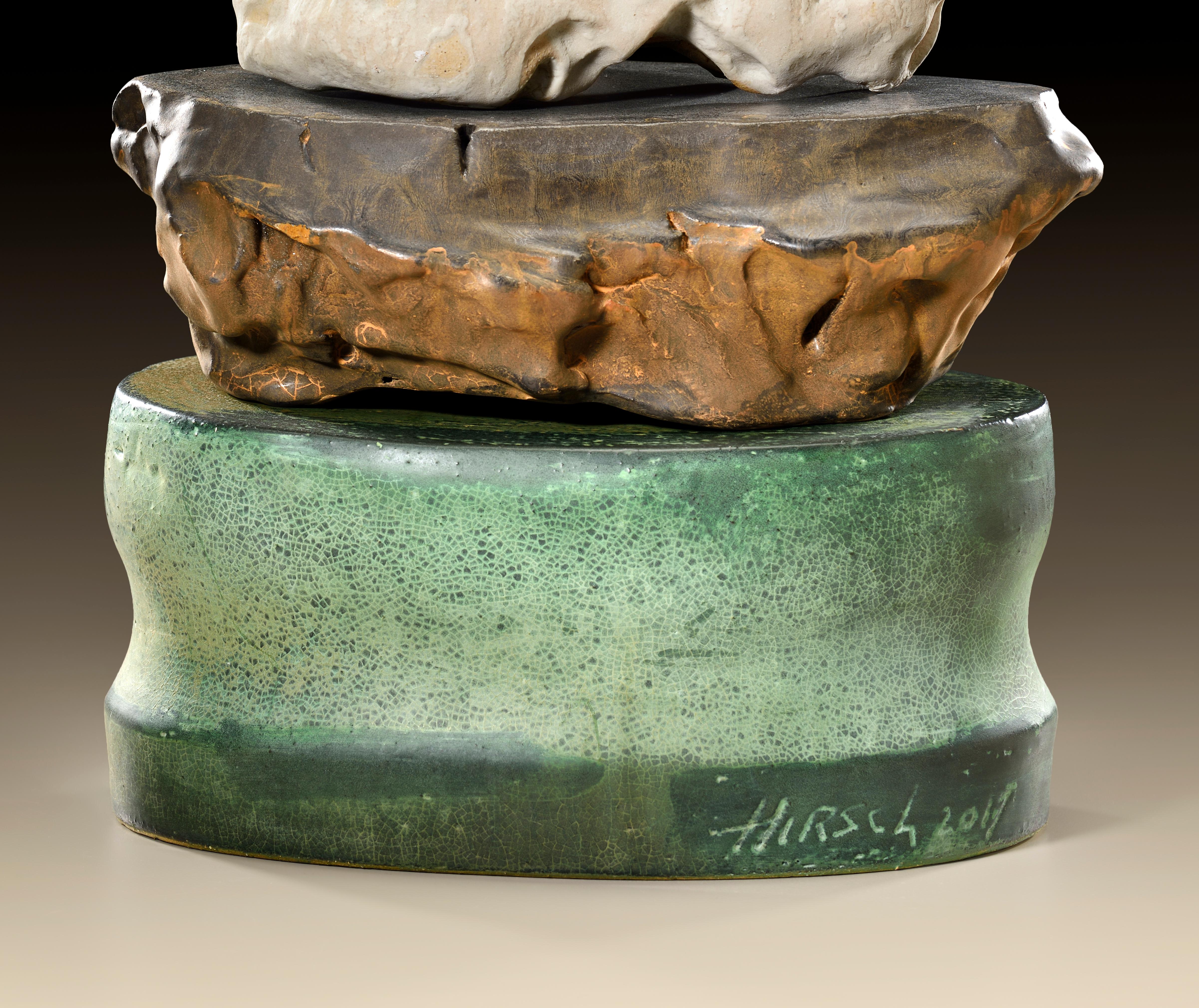 Glazed Richard Hirsch Ceramic Scholar Rock Cup Sculpture #32, 2017 - 2018 For Sale