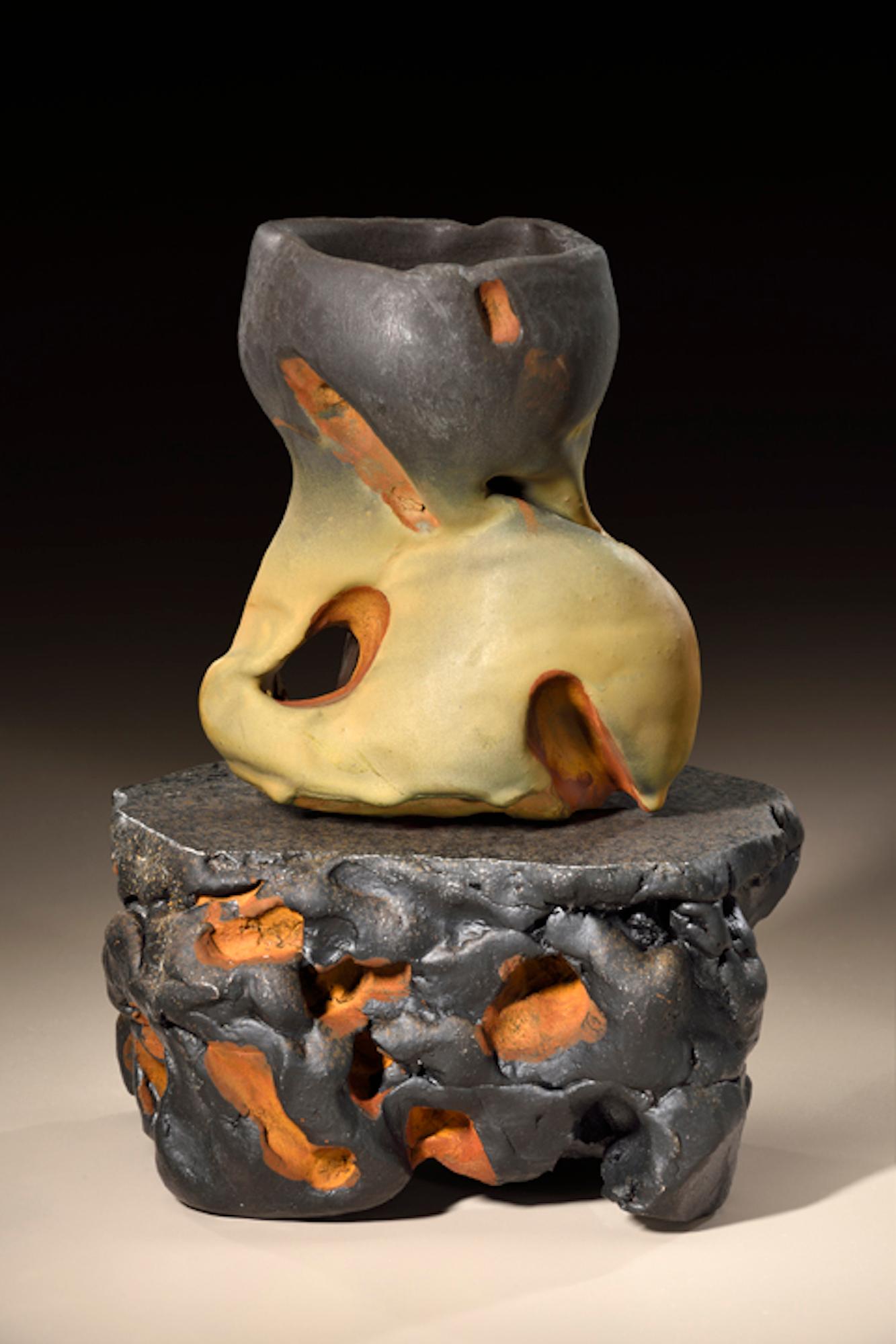 Glazed Richard Hirsch Ceramic Scholar Rock Cup Sculpture #46, 2018 For Sale