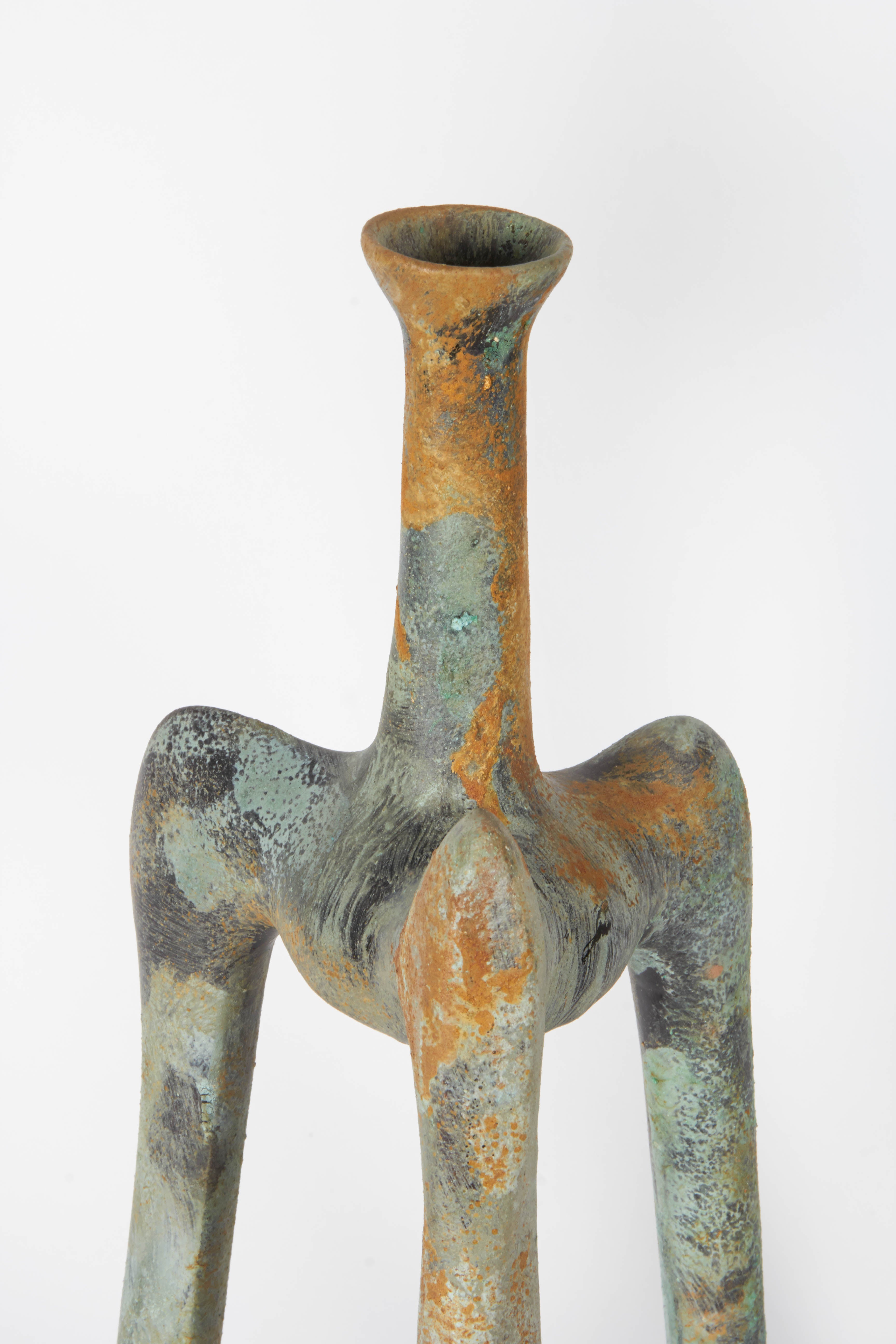 Richard Hirsch Ceramic Vessel and Stand, Tripod Vessels Collection, 1987 - 1994 In Good Condition For Sale In New York, NY