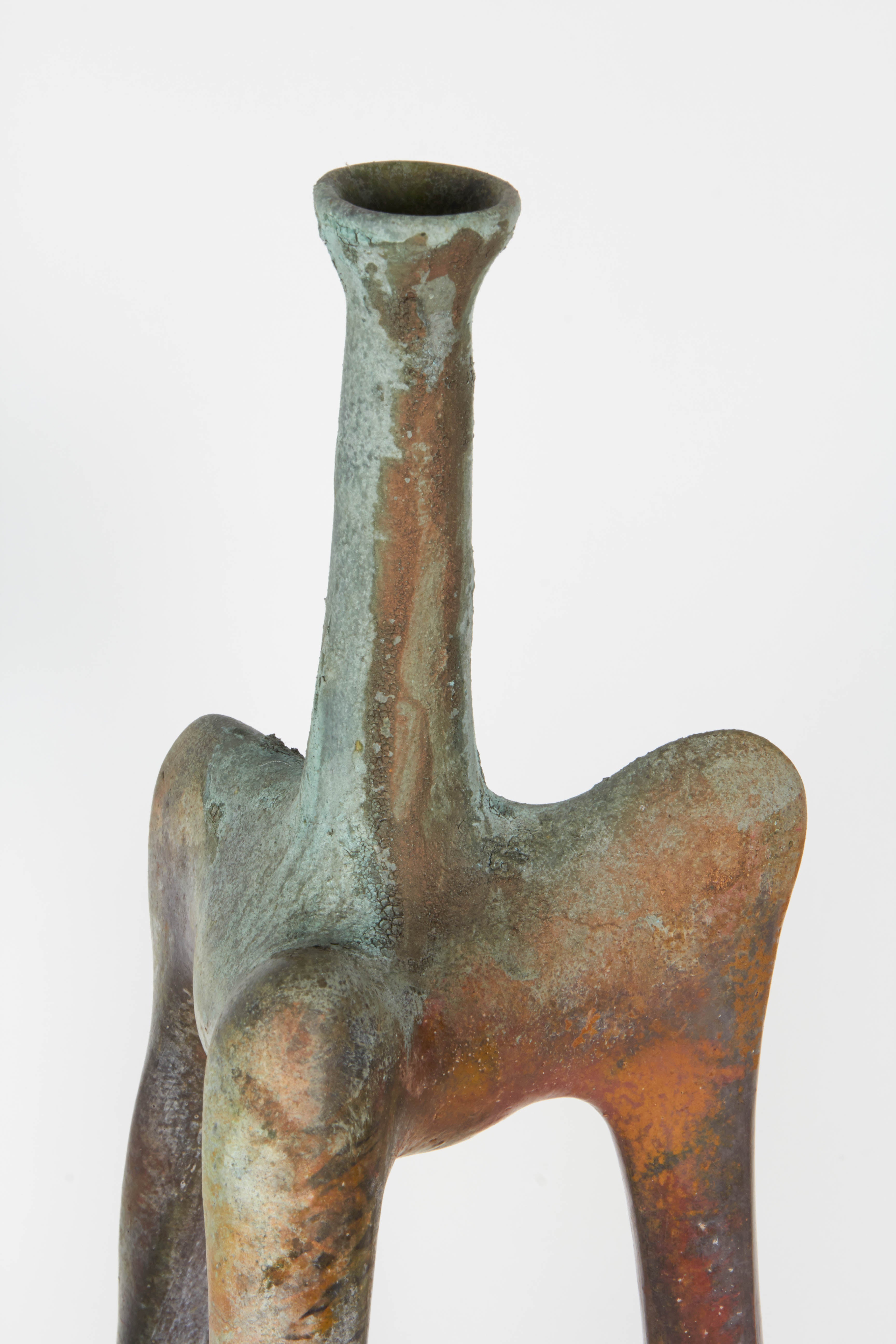 20th Century Richard Hirsch Ceramic Vessel and Stand, Tripod Vessels Collection, 1987 - 1994 For Sale