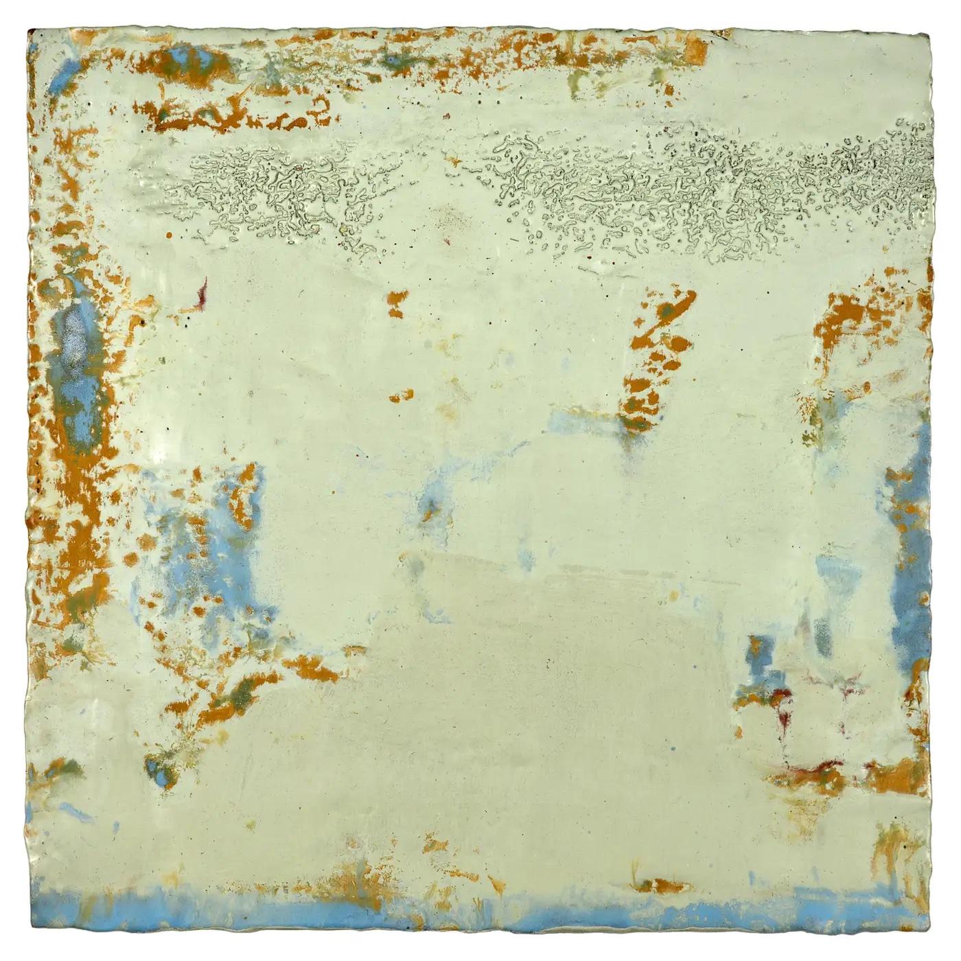 Contemporary American ceramic artist Richard Hirsch's encaustic Painting of Nothing #73 is made of ceramic raw materials, dry pigment and wax. This piece is part of his ongoing Painting of Nothing Series. Hirsch applies the waxy mix with a brush