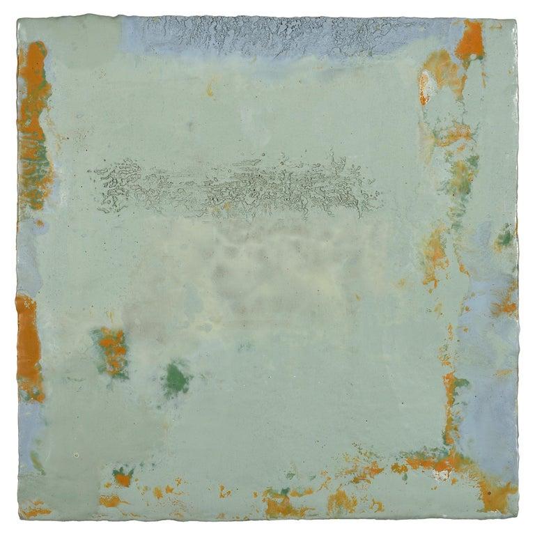 Contemporary American ceramic artist Richard Hirsch's encaustic Painting of Nothing #75 is made of ceramic raw materials, dry pigment and wax. This piece is part of his ongoing Painting of Nothing Series. Hirsch applies the waxy mix with a brush