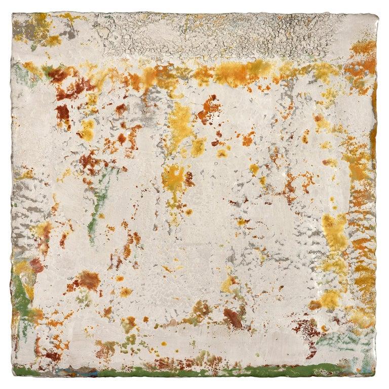 Contemporary American ceramic artist Richard Hirsch's encaustic Painting of Nothing #76 is made of ceramic raw materials, dry pigment and wax. This piece is part of his ongoing Painting of Nothing Series. Hirsch applies the waxy mix with a brush