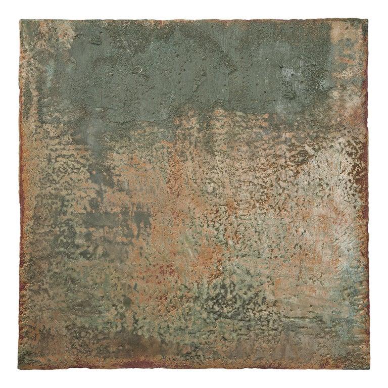 Contemporary American ceramic artist Richard Hirsch's encaustic Painting of Nothing #9 is made of ceramic raw materials, dry pigment and wax. This piece is part of his ongoing Painting of Nothing Series. Hirsch applies the waxy mix with a brush onto