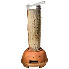Richard Hirsch Glazed Ceramic Crucible Sculpture with Blown Glass Pestle, 2018