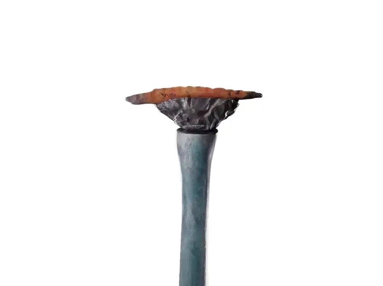 American Richard Hirsch Pedestal Bowl with Weapon #16 Ceramic Sculpture, 1997 For Sale
