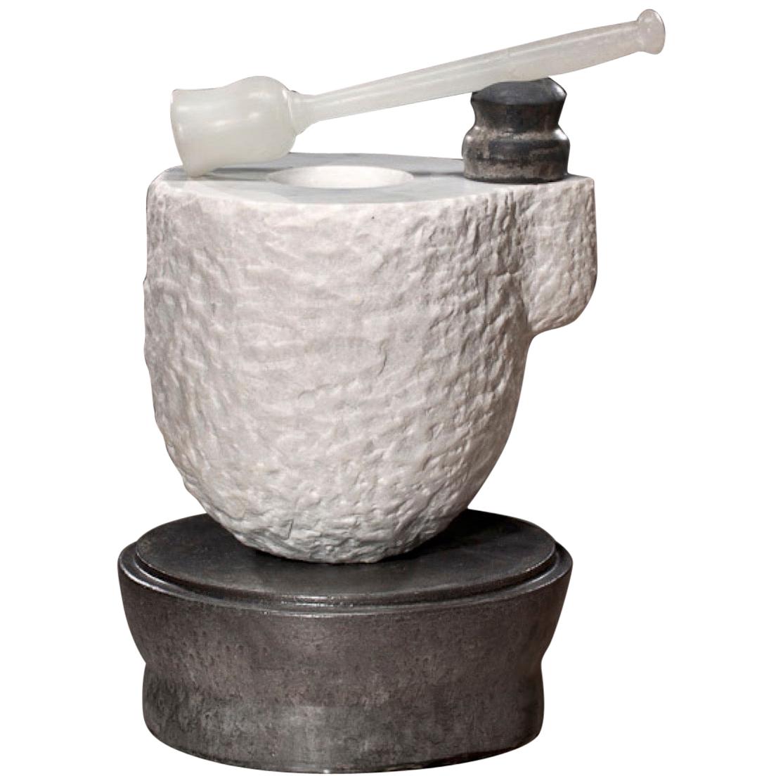 Richard Hirsch White Marble Mortar and Glass Pestle Sculpture, 2006 - 2010