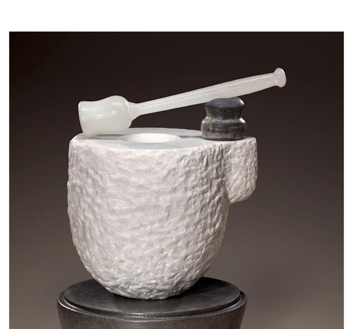 American Richard Hirsch White Marble Mortar and Glass Pestle Sculpture, 2006 - 2010 For Sale