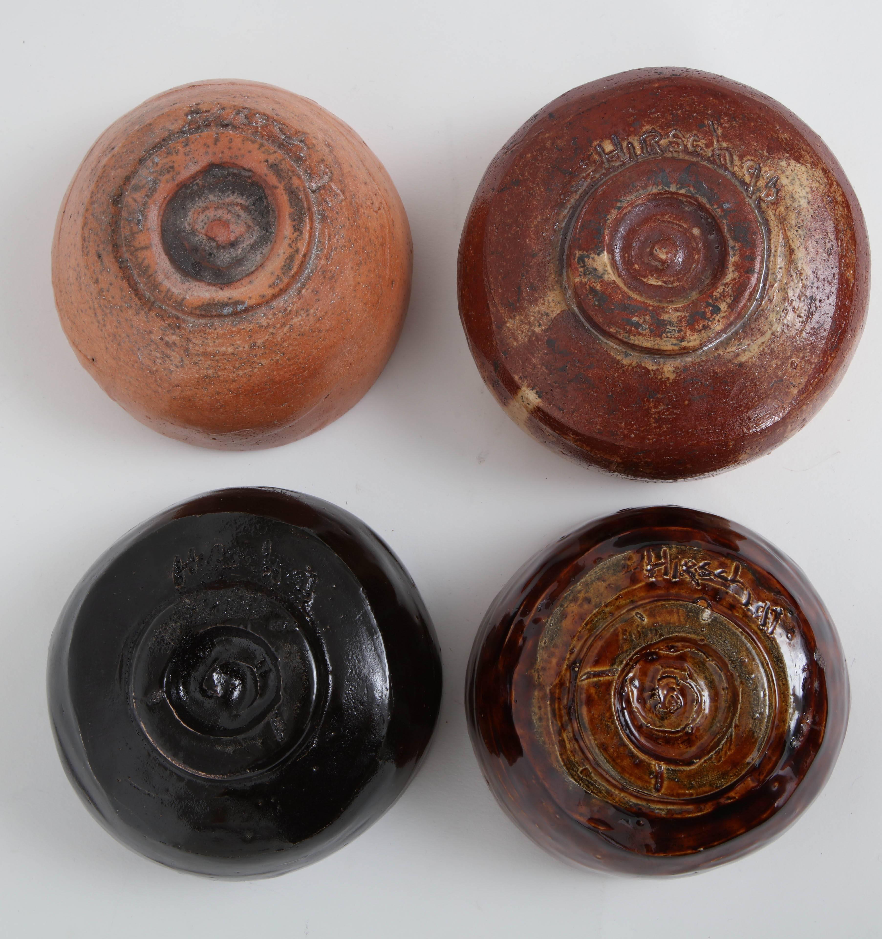 20th Century Richard Hirsch's Set of 4 Raku Tea Bowls, 1996 - 1997 For Sale
