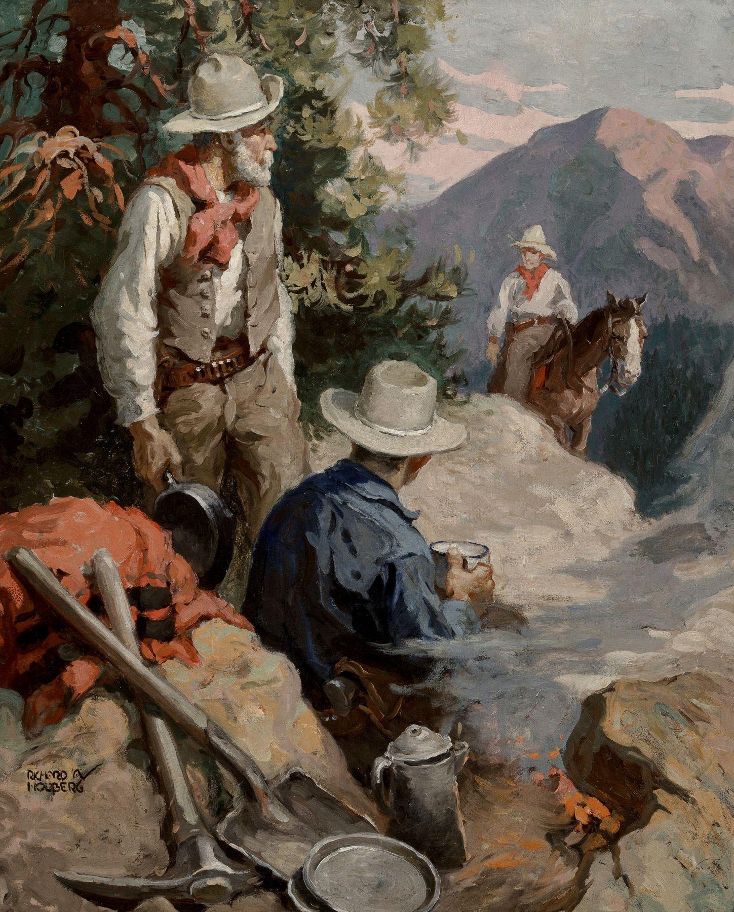 Richard Holberg Figurative Painting – Western Prospectors