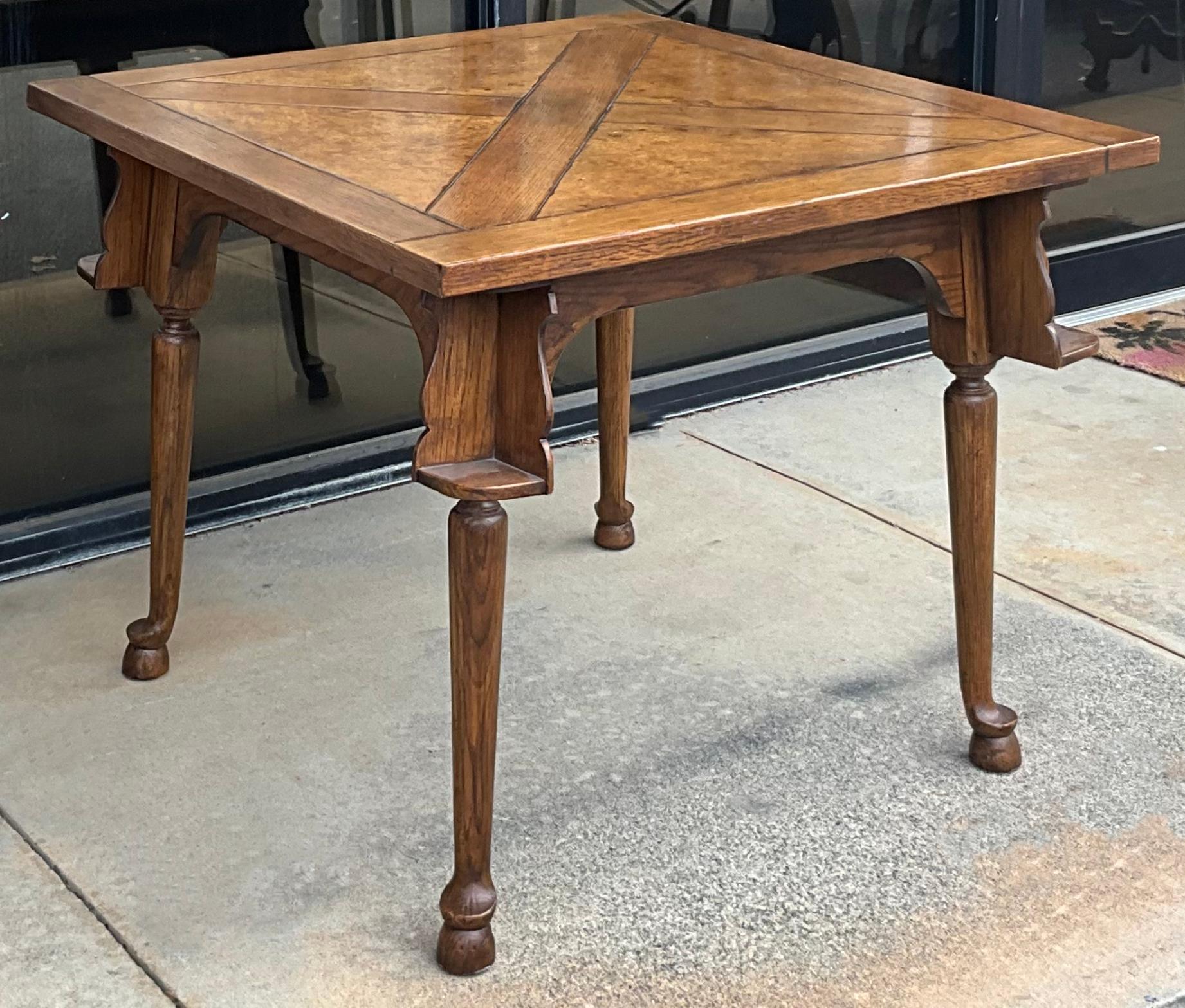 Richard Honquest For Baker Furniture Burl Walnut & Oak Rustic Game Table 4