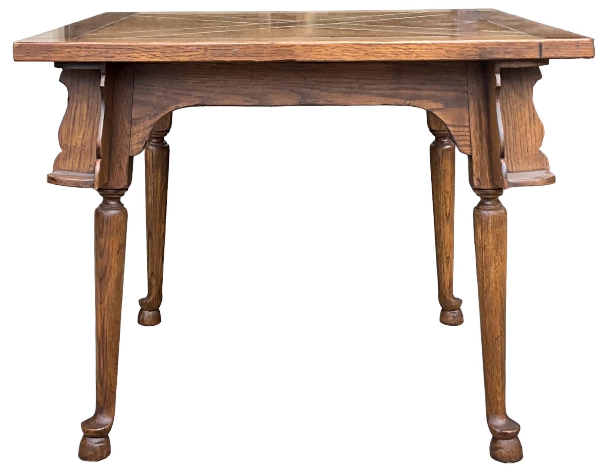 American Richard Honquest For Baker Furniture Burl Walnut & Oak Rustic Game Table