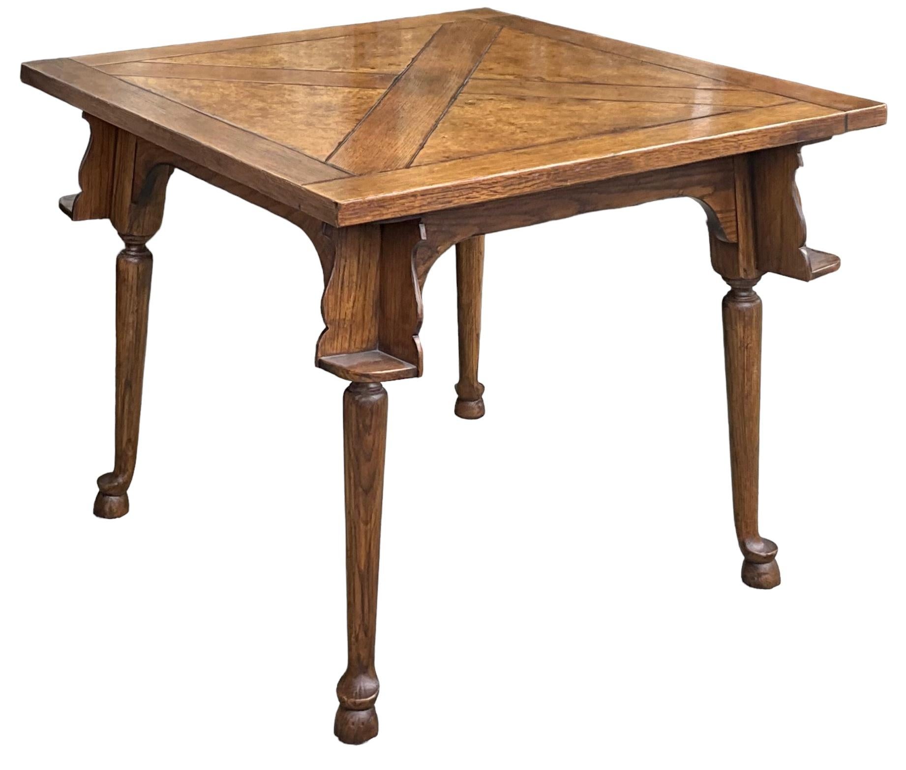 Richard Honquest For Baker Furniture Burl Walnut & Oak Rustic Game Table In Good Condition In Kennesaw, GA