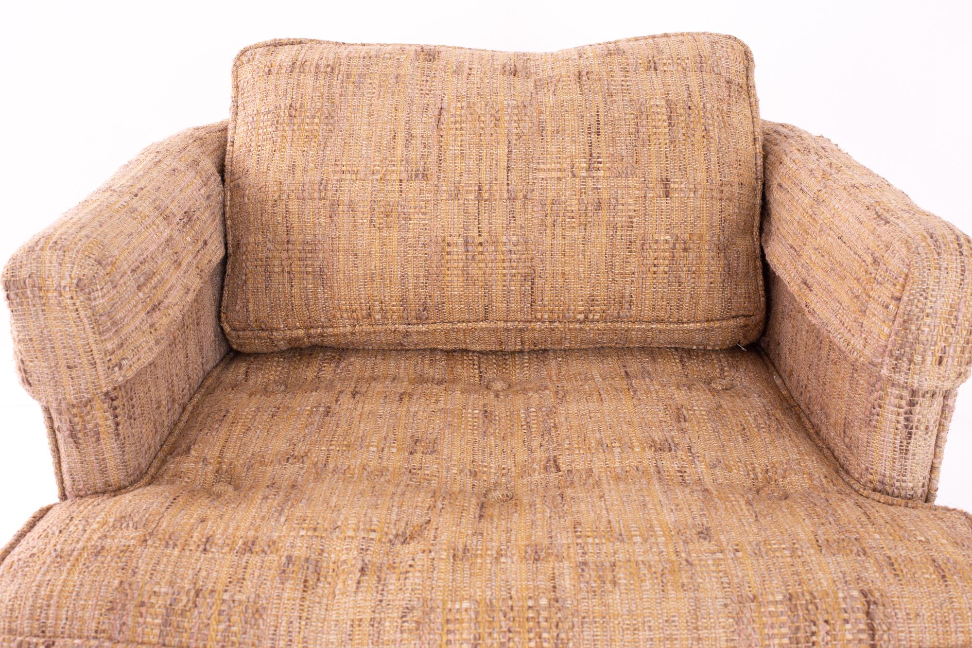 Richard Honquest for Henredon Midcentury Upholstered Rolling Lounge Chairs, Pair 1