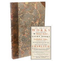 Richard Hooker Opere in otto libri di politica ecclesiastica 1682 1ª ED COMPLETA