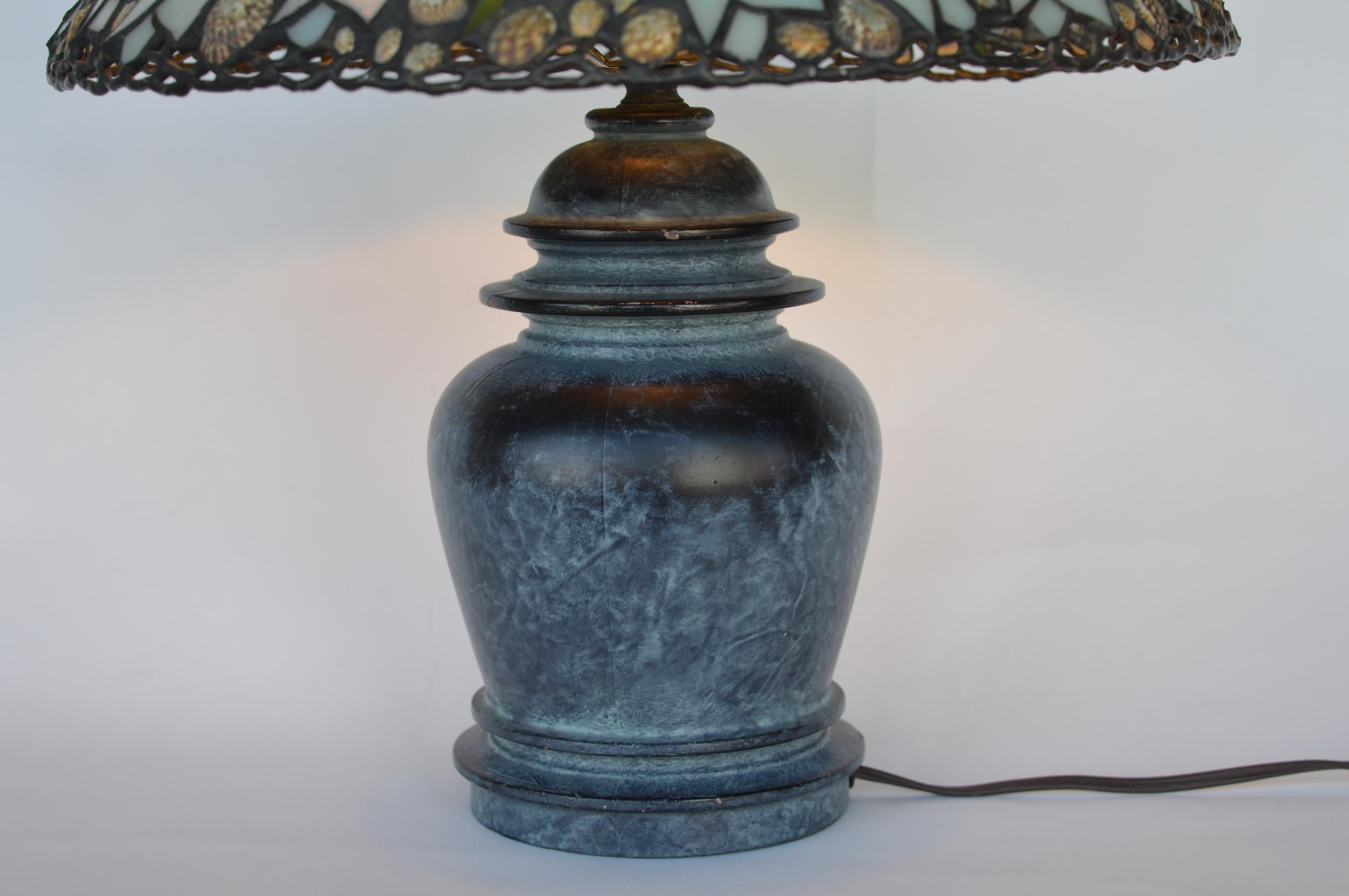American Richard Hoosin Shell and Glass Table Lamp