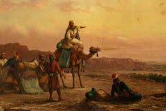 Pilgrims Halting near Cairo - Oil Paint by Howard Hunt - Late 19th Century