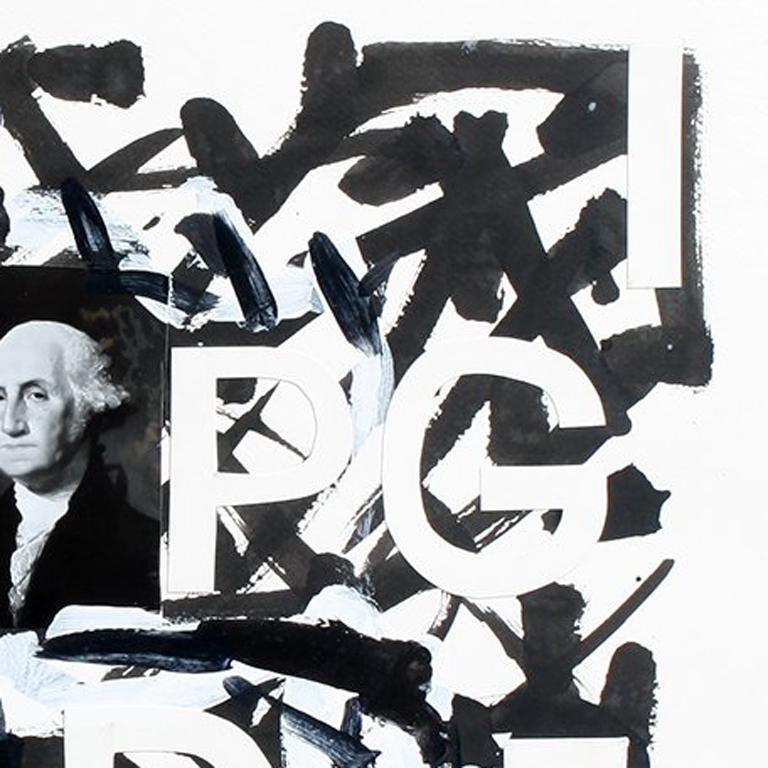 George Washington avec lettres - Gris Abstract Painting par Richard Huntington