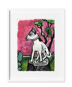 American Contemporary Painting Dog Pink Tree Landscape Richard Huntington Mexico