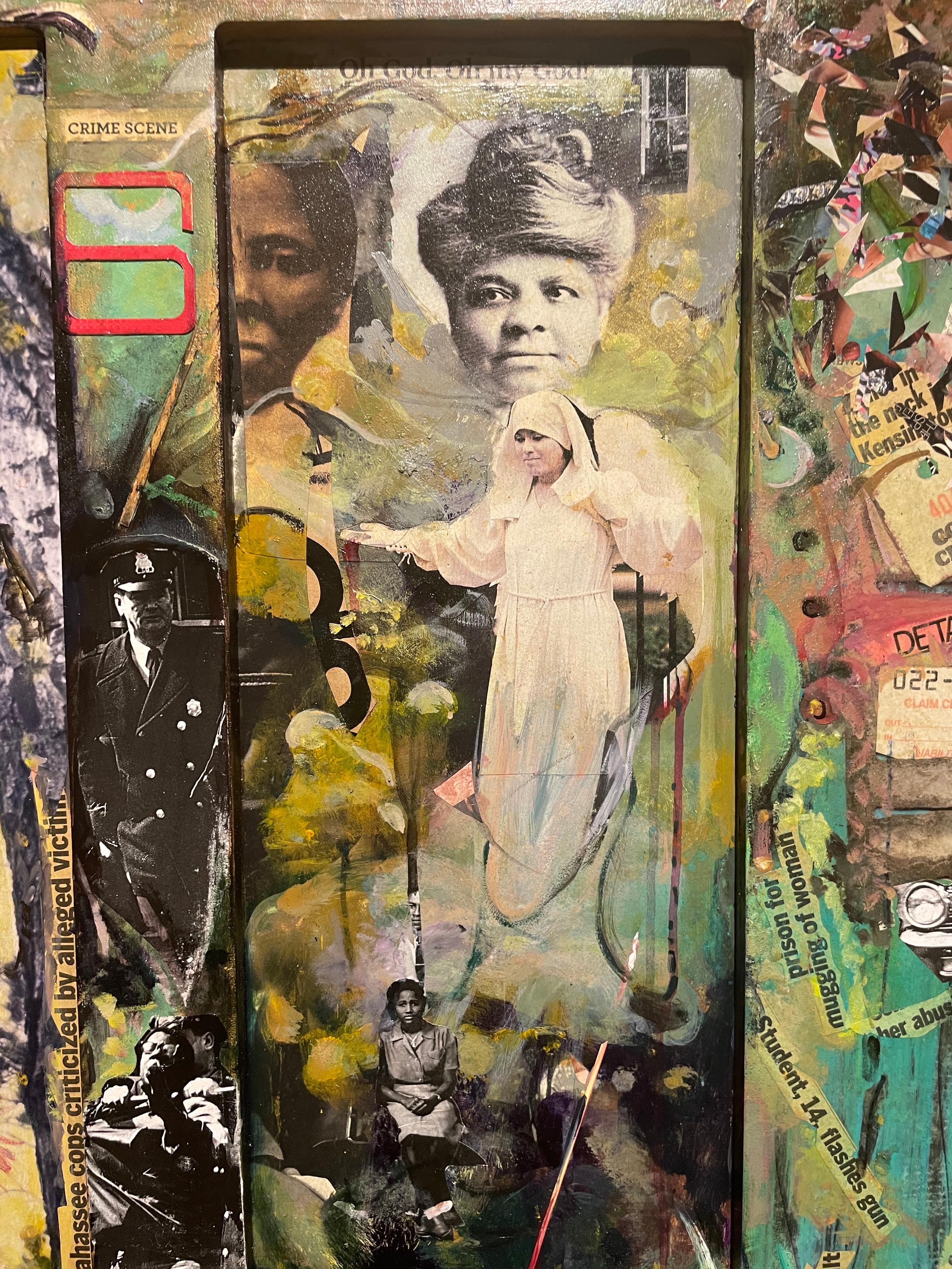 Abstrakte Malerei mit Collage und Fotografien, schwarze afroamerikanische Geschichte im Angebot 1
