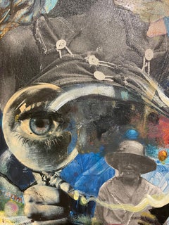 Beyond the Blues: African American abstract collage painting w/ figures, flowers