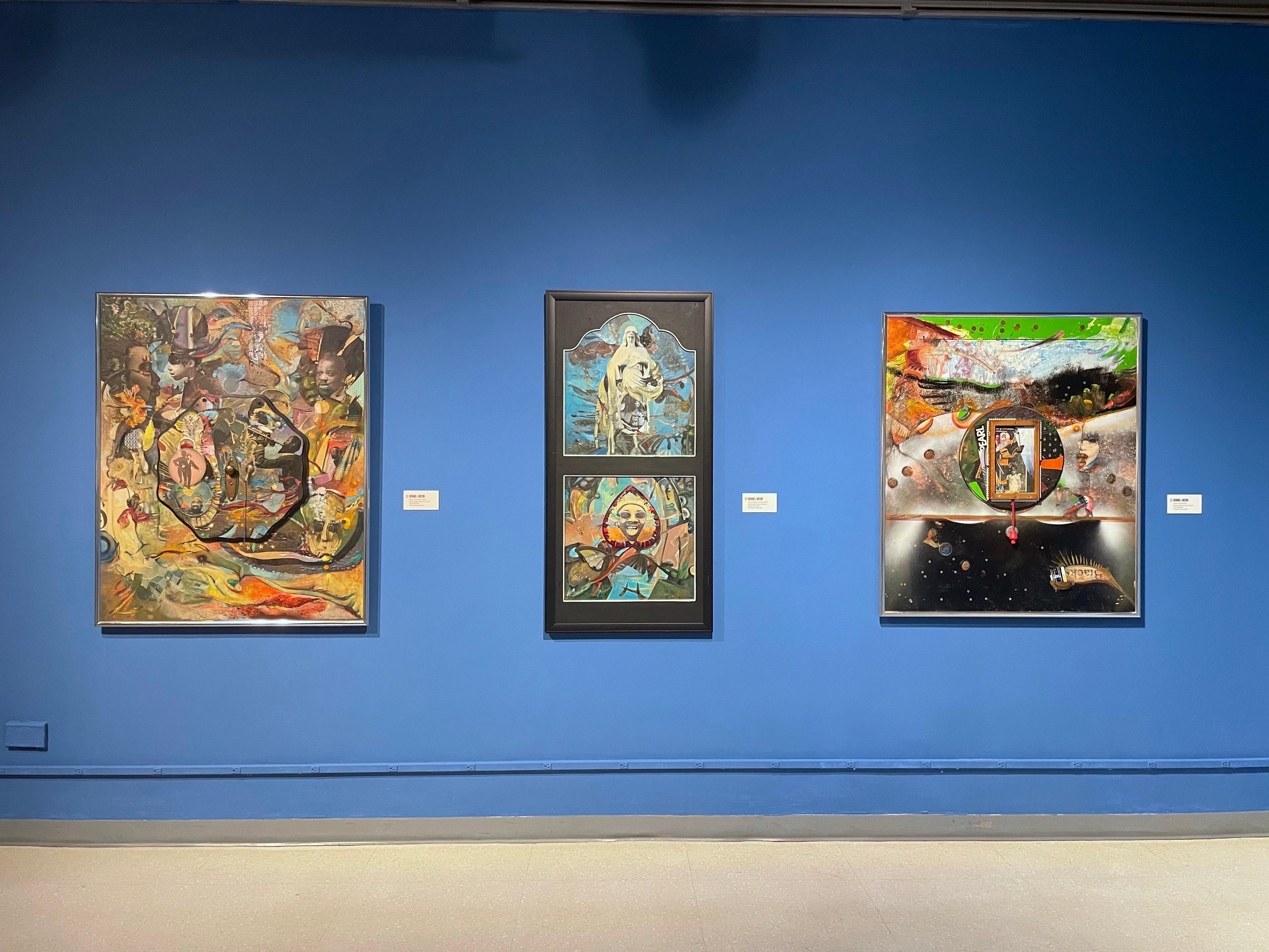Birth of the Blues: pittura astratta a collage con oggetti trovati, immagine di musica jazz in vendita 1