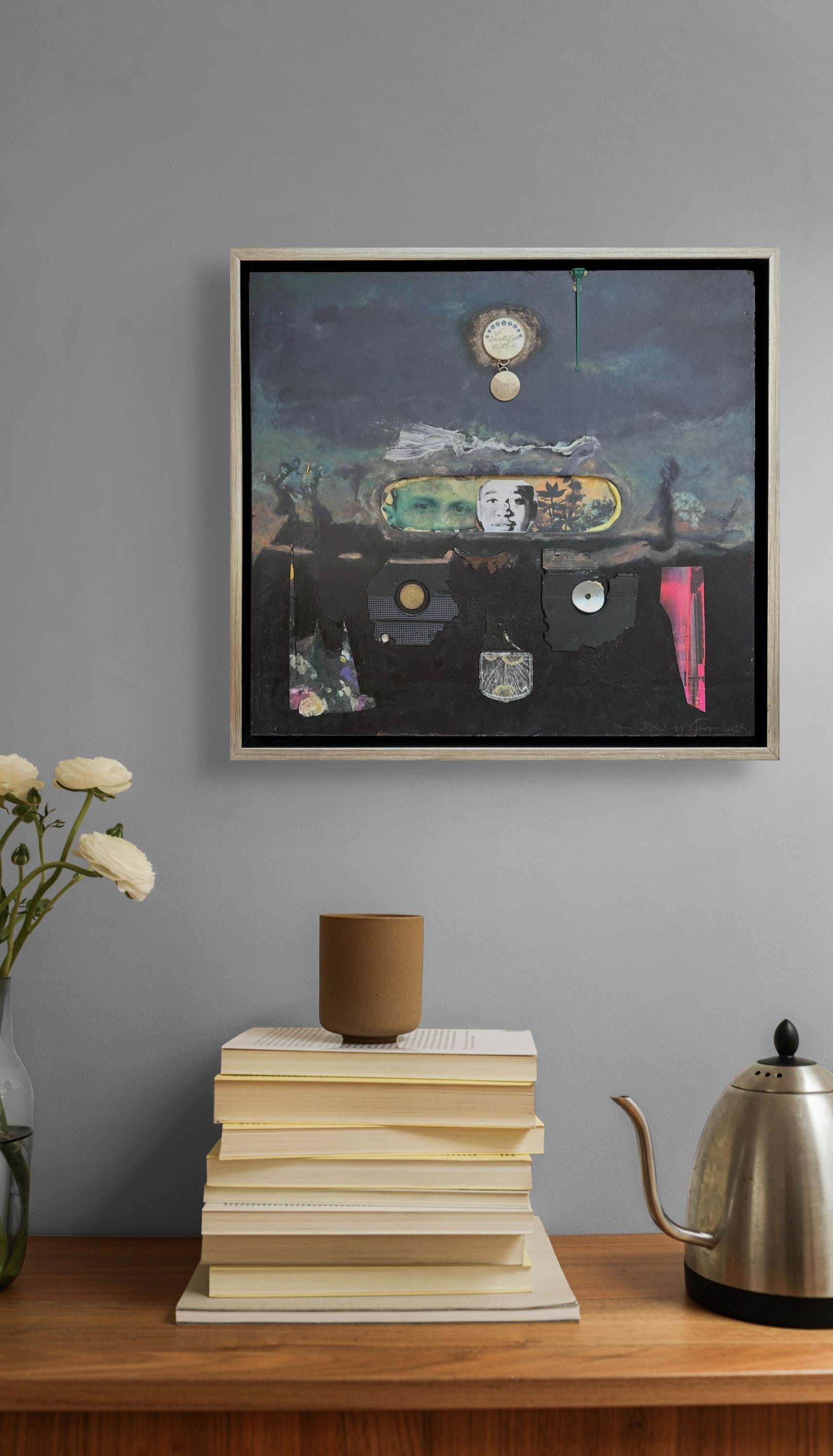 Amanecer sobre el dinero: cuadro / collage enmarcado de un artista negro afroamericano - Painting de Richard J. Watson