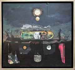 Sunrise Over Money: framed painting / collage by Black African American artist