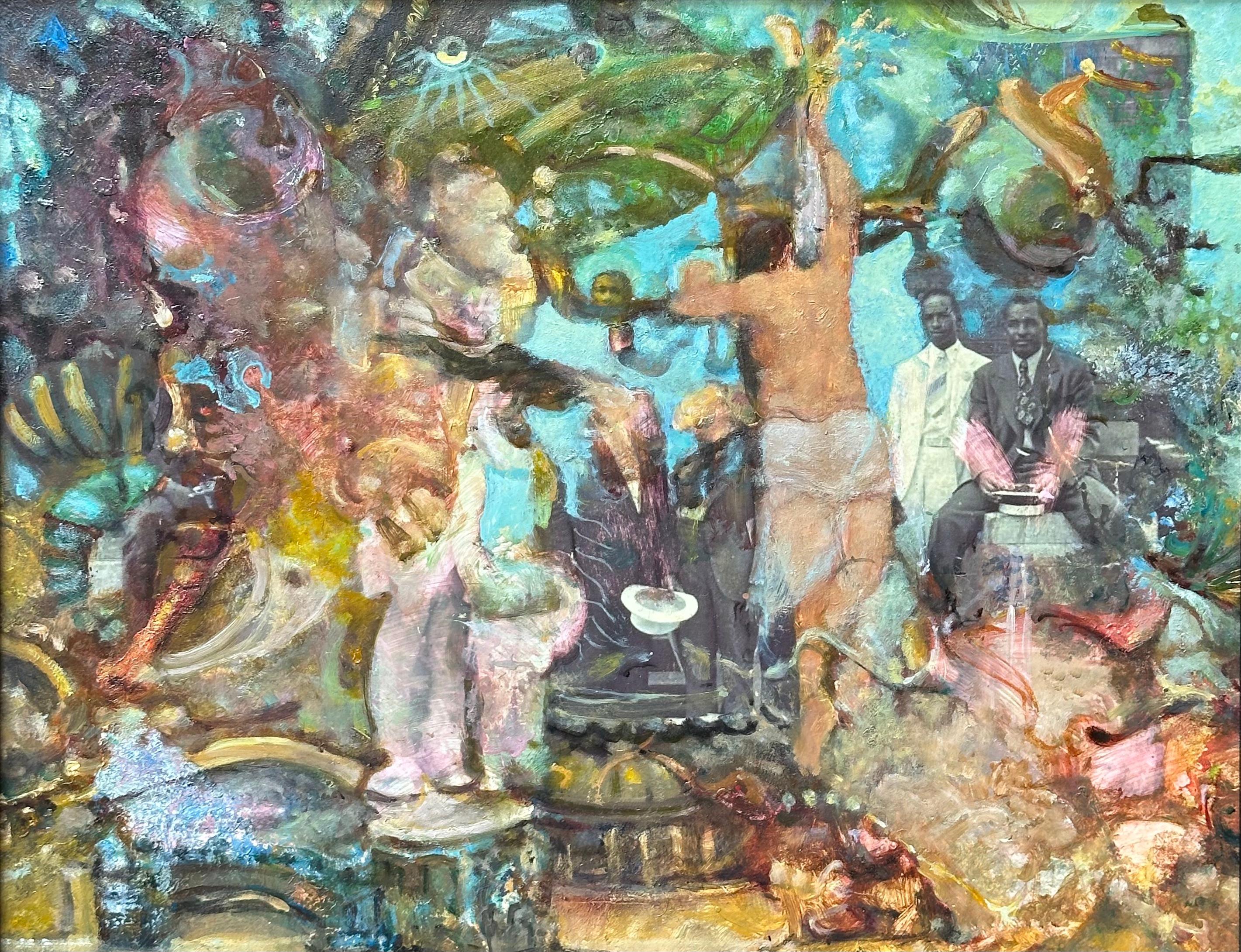 I soliti sospetti: quadro incorniciato di un artista nero afroamericano - Painting di Richard J. Watson