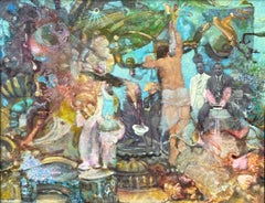 The Usual Suspects: framed painting by Black African American artist