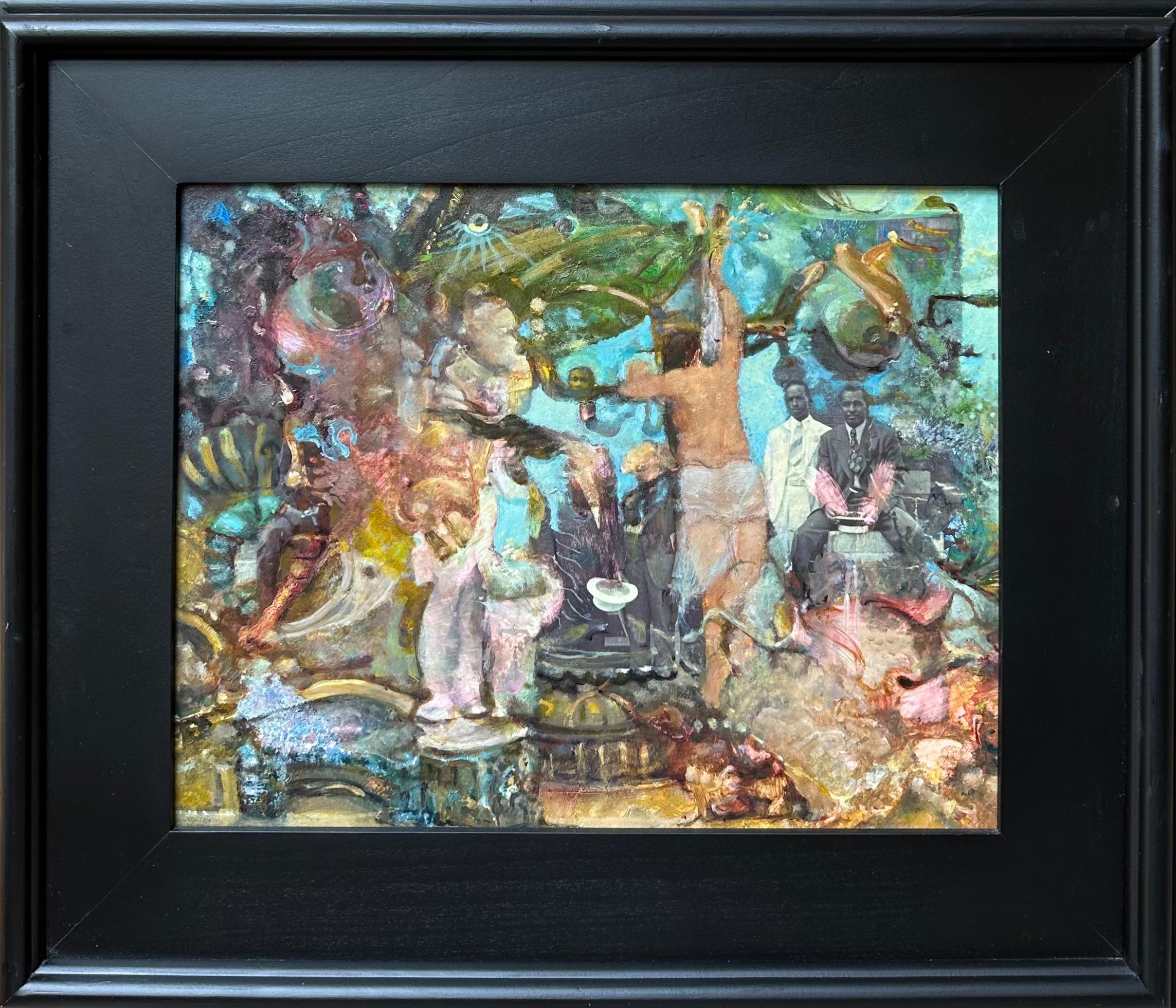 Figurative Painting di Richard J. Watson - I soliti sospetti: quadro incorniciato di un artista nero afroamericano