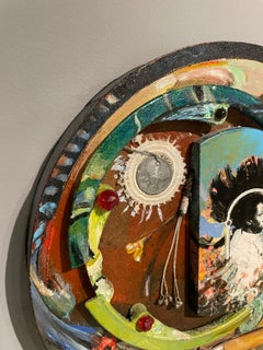 Wandskulptur / Malerei eines schwarzen afroamerikanischen Künstlers mit angewandten Objekten