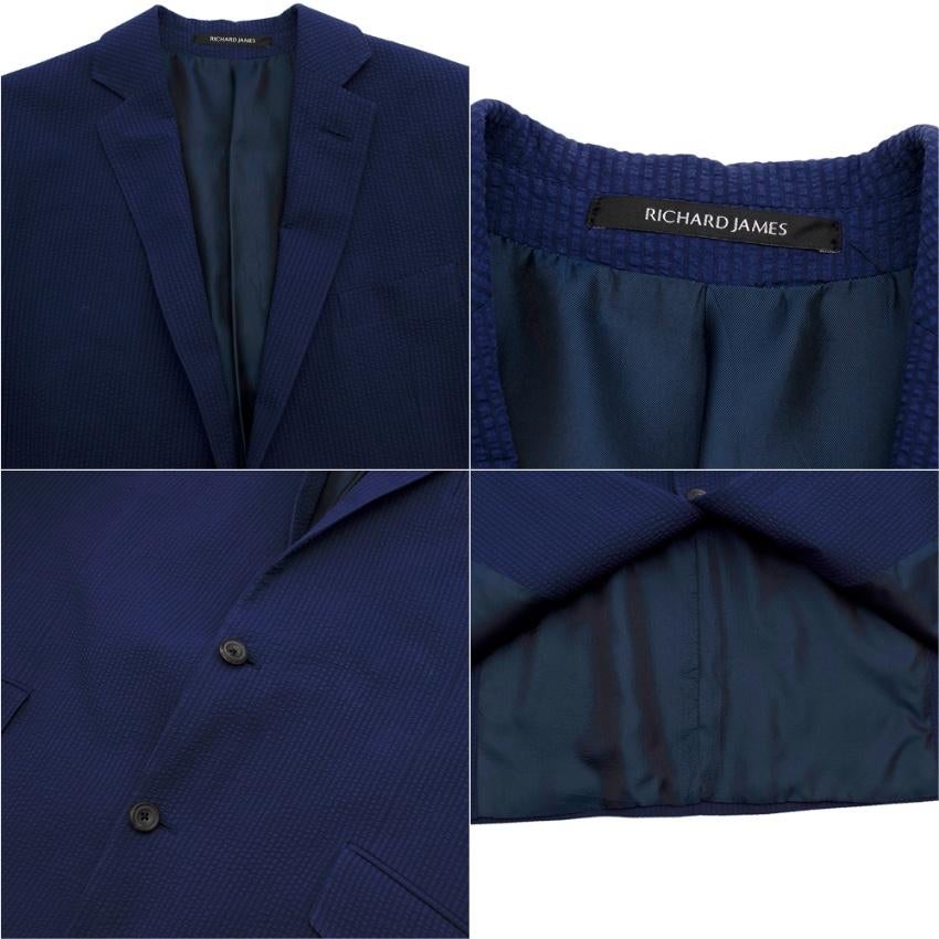 Richard James Blue Textured Cotton Single Breasted Suit - Size XL 42 R/36 R For Sale 1