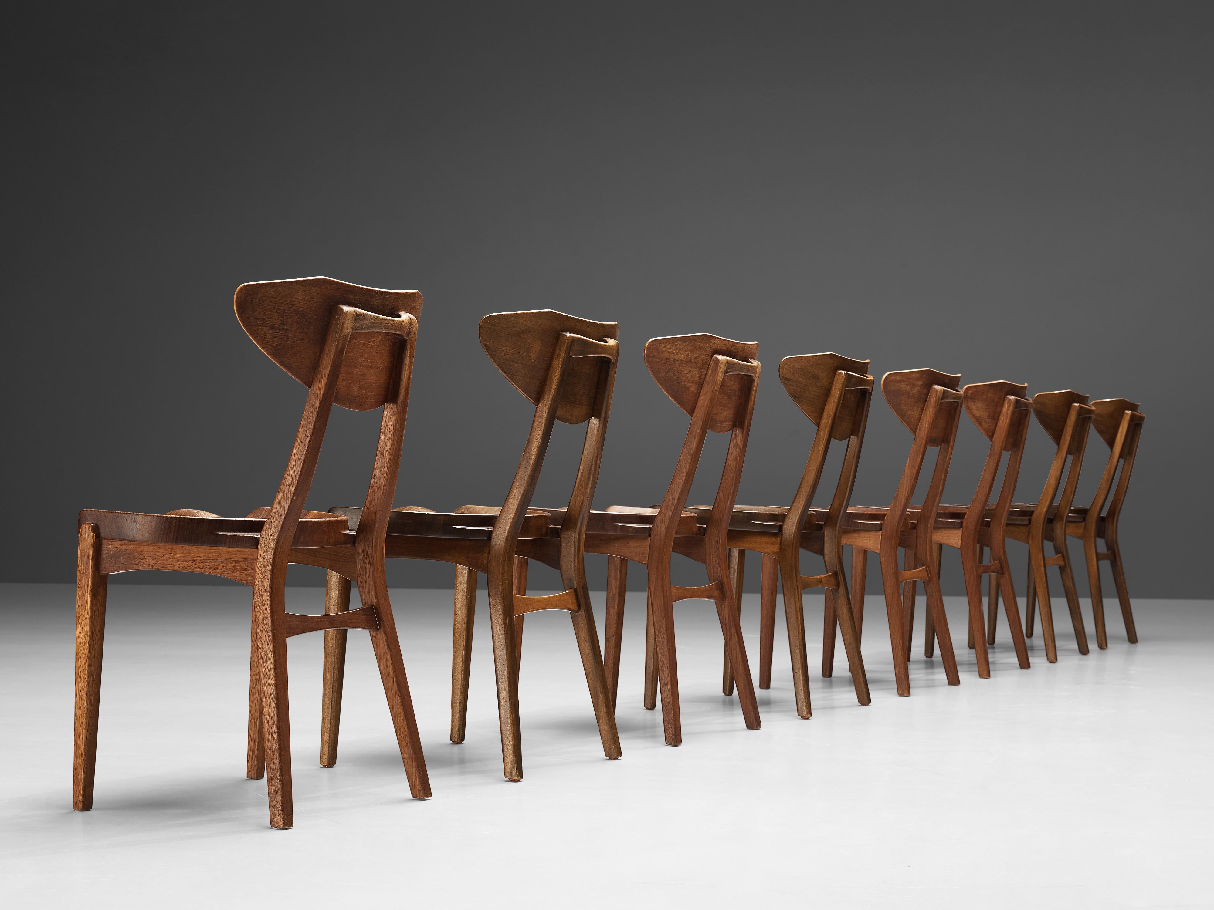 Danish Richard Jensen and Kjaerulff Rasmussen Set of Eight Dining Chairs in Mahogany