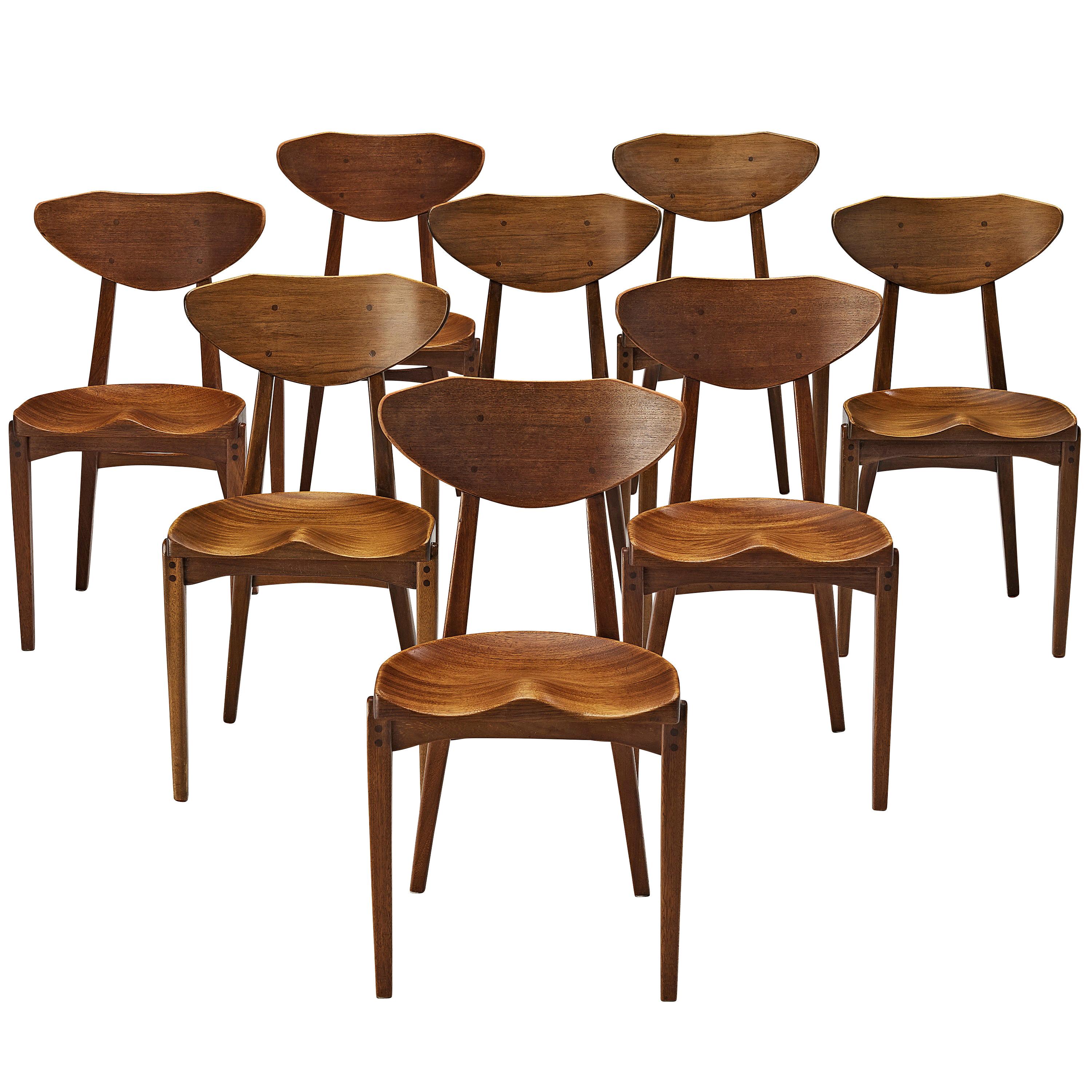 Richard Jensen and Kjaerulff Rasmussen Set of Eight Dining Chairs in Mahogany