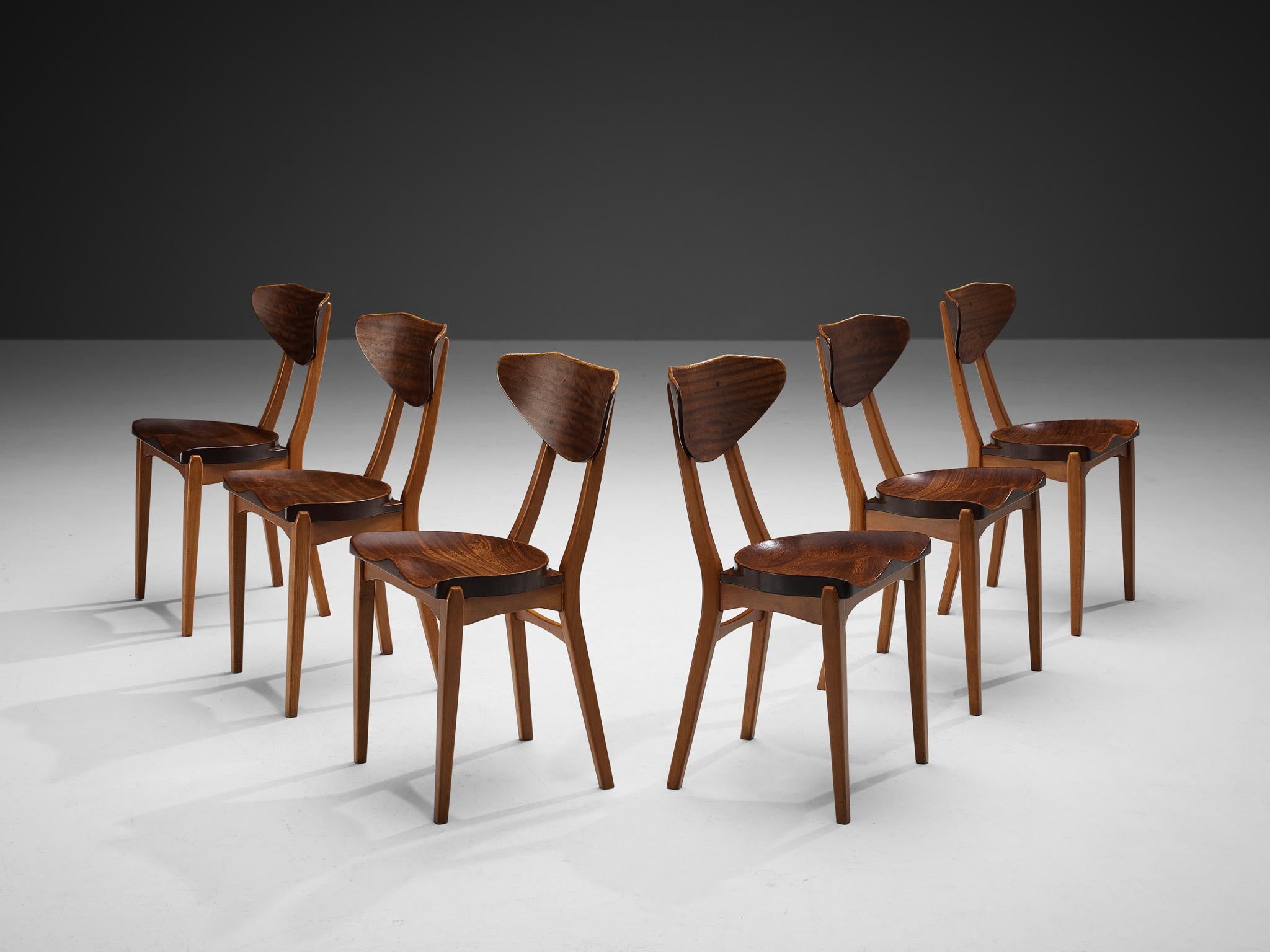 Scandinavian Modern Richard Jensen and Kjaerulff Rasmussen Set of Six Dining Chairs in Mahogany 