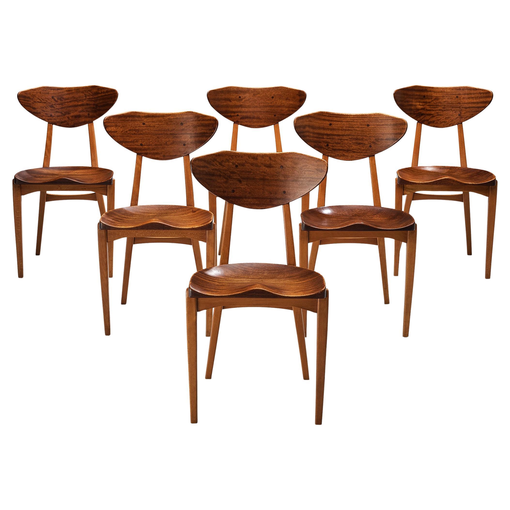 Richard Jensen and Kjaerulff Rasmussen Set of Six Dining Chairs in Mahogany 