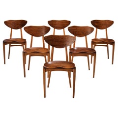 Richard Jensen and Kjaerulff Rasmussen Set of Six Dining Chairs in Mahogany 