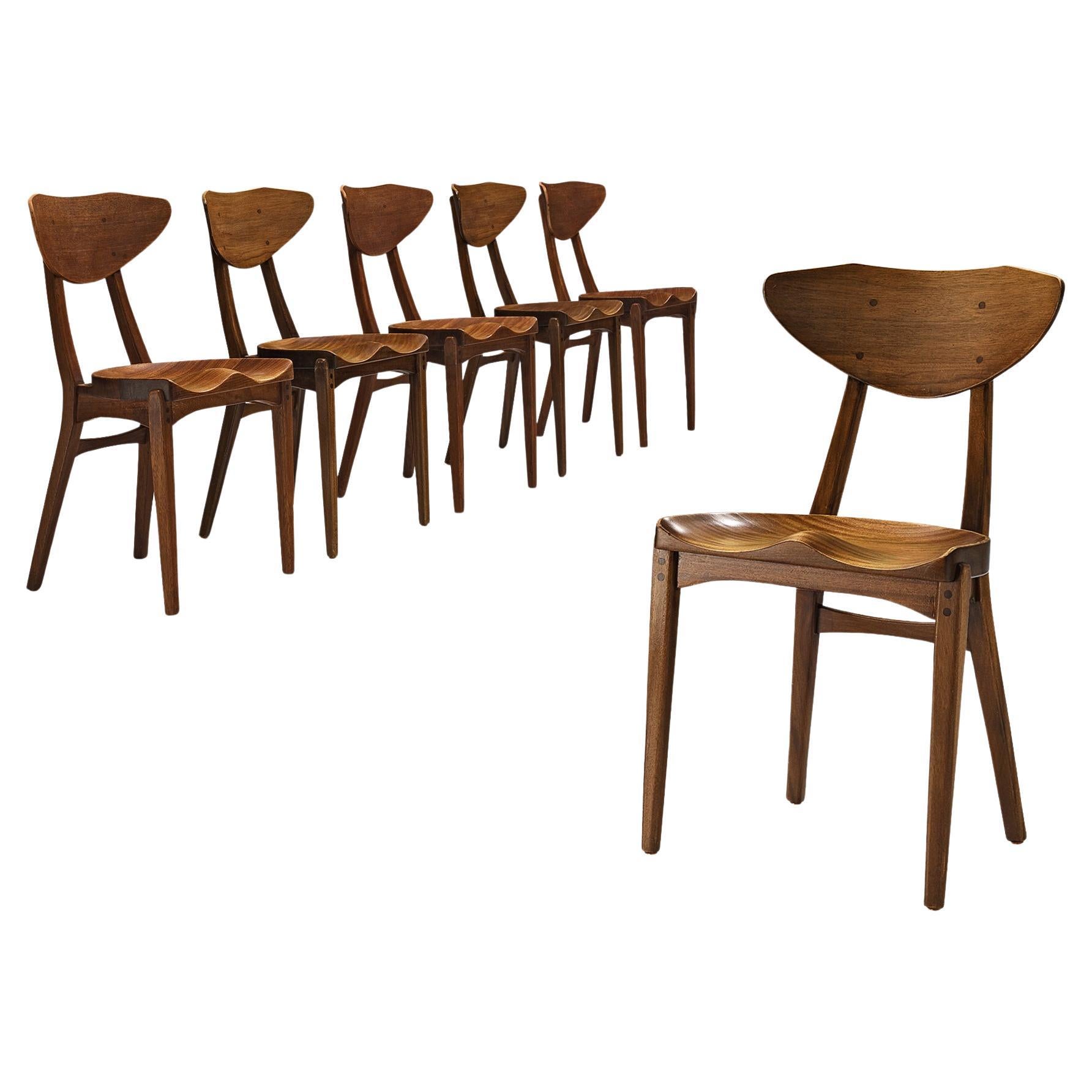Richard Jensen and Kjaerulff Rasmussen Set of Six Dining Chairs in ...