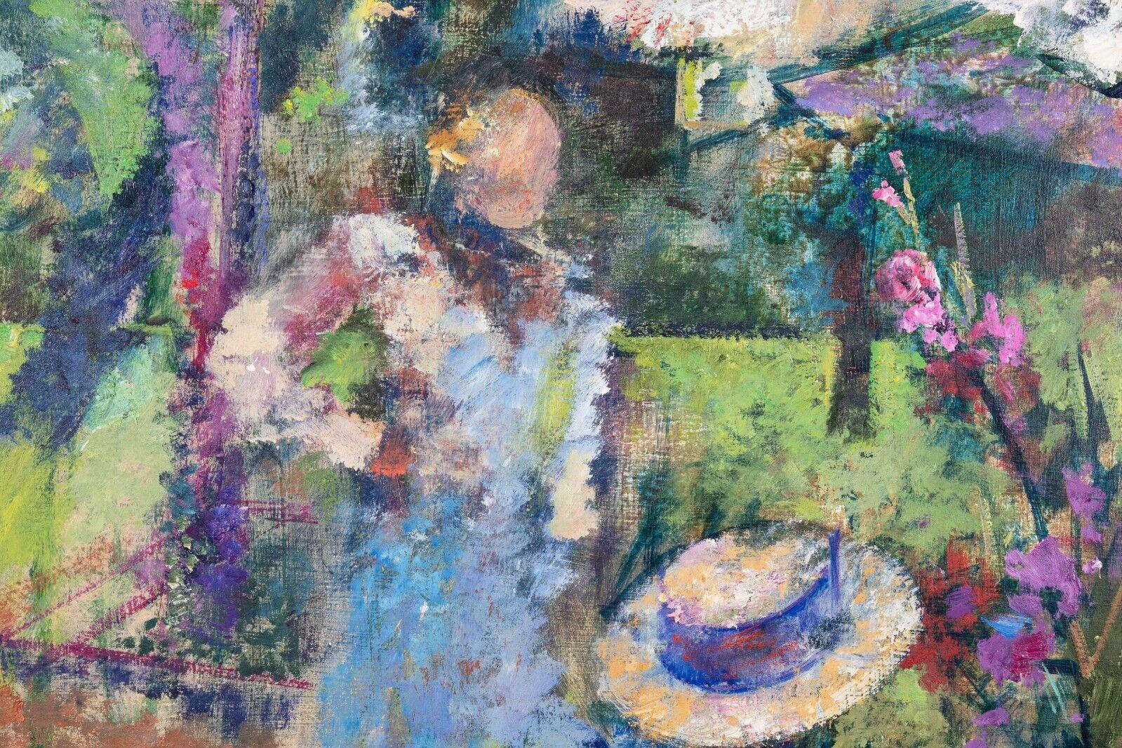 Richard Jerzy Under the Chinese Umbrella Signed Impressionism Oil Painting 1988 In Good Condition In Keego Harbor, MI
