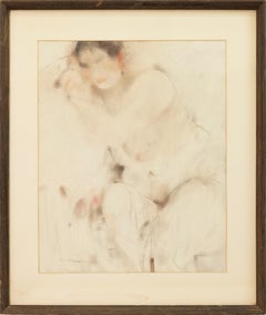 Richard Jerzy - Sin título (Desnudo femenino). Acuarela firmada sobre papel, enmarcada