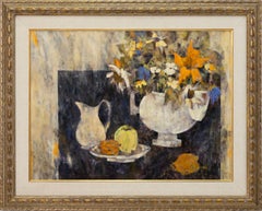 Richard Jerzy – Senza titolo (Natura morta con fiori e frutta) Olio su tela, incorniciato