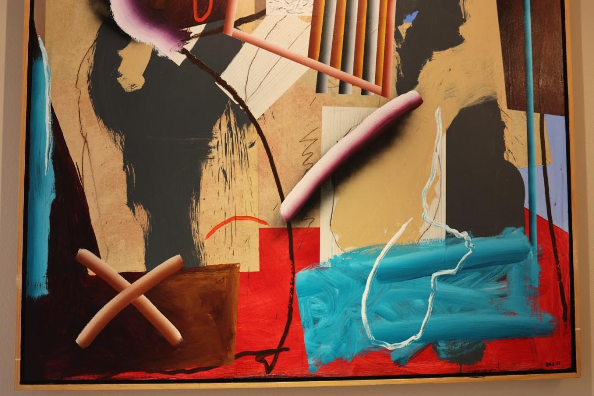 Abstract #3 (Grande dipinto astratto originale di un famoso artista di New Orleans) - Abstract Painting Nero di Richard Johnson
