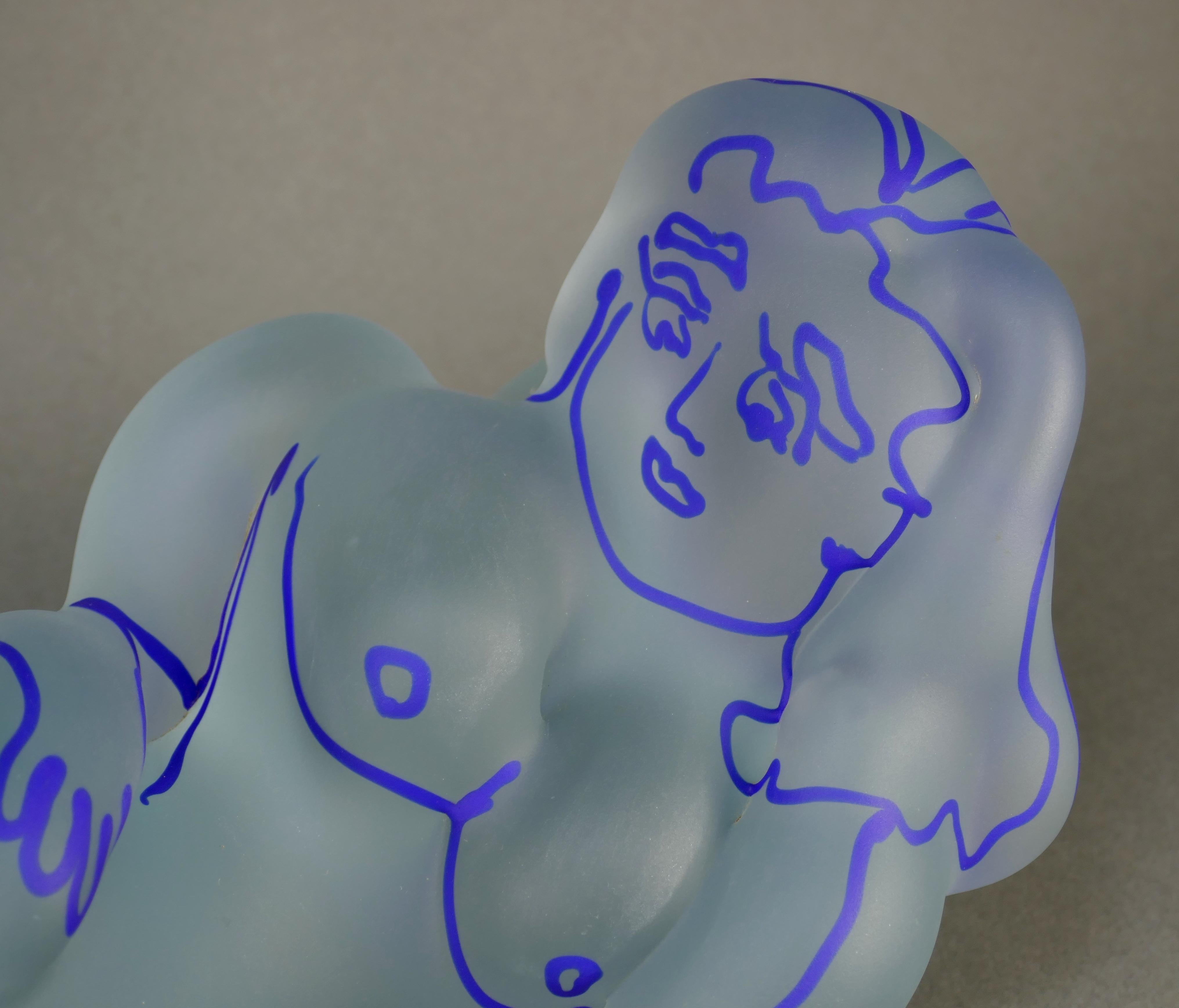 Post-Modern Richard Jolley Female Nude Reclining Art Glass Sculpture For Sale