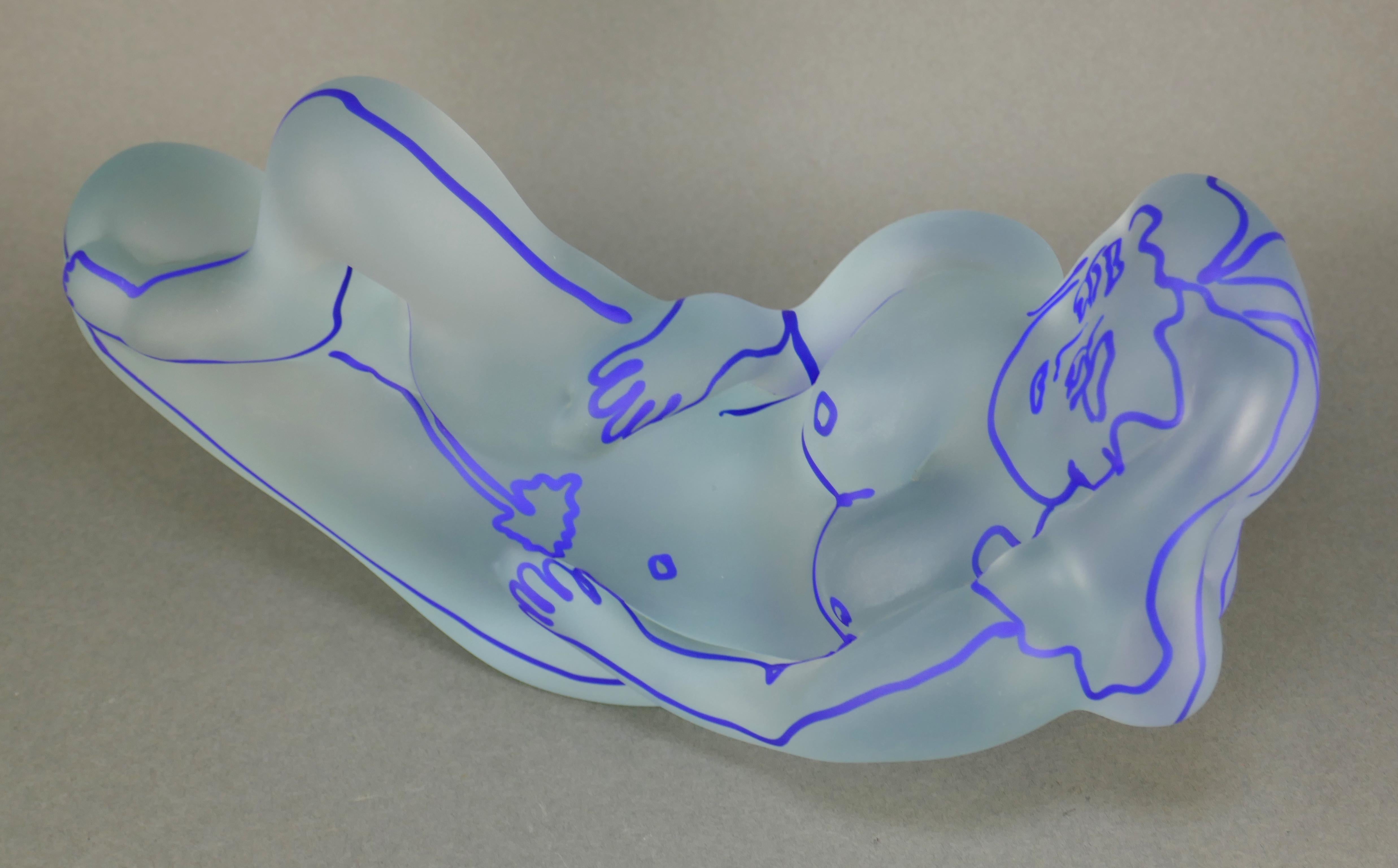 Richard Jolley Female Nude Reclining Art Glass Sculpture For Sale 1
