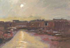 Richard J.S. Young - 1995 Oil, Bristol Docks, Sunset