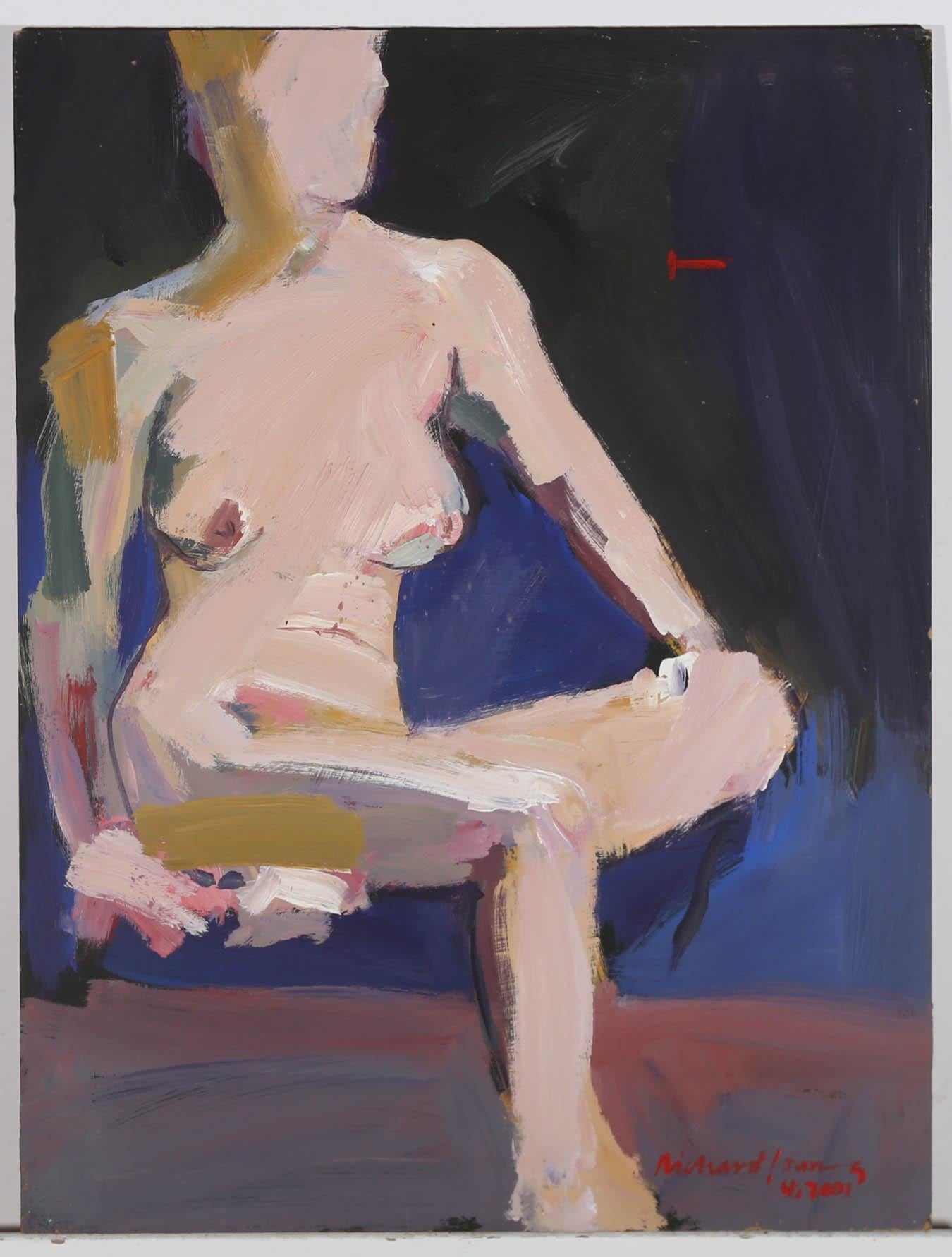 Richard J.S. Young - 2001 Oil, Nude on Cobalt For Sale 1