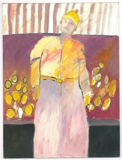 A. Richard J.S. Giovane - Olio contemporaneo, Autoritratto con cappello a bolla