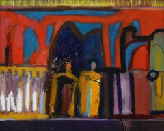 Richard J. S. Young - Gerahmtes zeitgenössisches Öl, Straßenszene