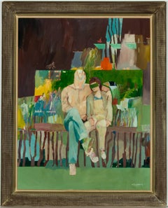 Richard J.S. Young - Signé vers Huile britannique contemporaine de 1980:: Romance de vacances